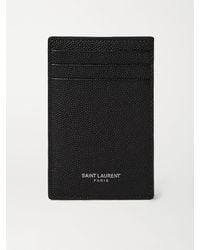 Saint Laurent - Pebble-Grain Leather Cardholder With Money Clip - Lyst