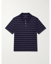 A.P.C. - Henry Striped Cotton-blend Jersey Polo Shirt - Lyst