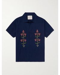 Kardo - Chintan Convertible-collar Embroidered Cotton Shirt - Lyst