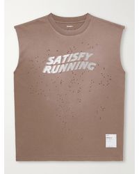 Satisfy - Distressed Logo-Print Mothtech Organic Cotton-Jersey Tank Top - Lyst