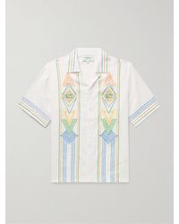 Casablancabrand - La Fil De La Musique Convertible-collar Embroidered Linen Shirt - Lyst
