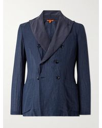 Barena - Siroco Double-Breasted Silk-Trimmed Linen And Cotton-Blend Blazer - Lyst