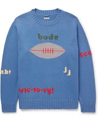 Bode - Spirit Intarsia-Knit Pima Cotton And Merino Wool-Blend Sweater - Lyst