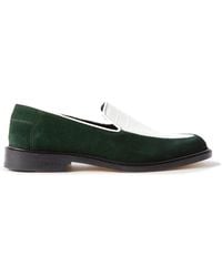 VINNY'S - Suede And Croc-effect Leather Loafers - Lyst