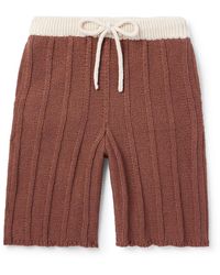 The Elder Statesman - Beach Guy Straight-leg Ribbed Cotton Drawstring Shorts - Lyst