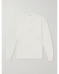 A.PRESSE - Waffle-Knit Cotton And Cashmere-Blend Henley T-Shirt - Lyst