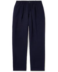 Universal Works - Oxford Straight-leg Pleated Recycled Wool-blend Trousers - Lyst