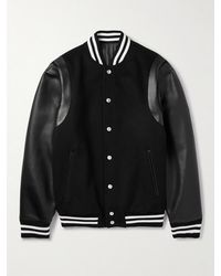 Balmain - Logo-Appliquéd Wool And Leather Varsity Jacket - Lyst