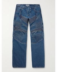 Acne Studios - Straight-leg Panelled Embroidered Padded Jeans - Lyst