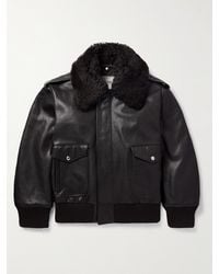 Burberry - Shearling-trimmed Full-grain Leather Bomber Jacket - Lyst