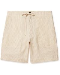 Richard James - Straight-leg Striped Linen And Wool-blend Drawstring Shorts - Lyst