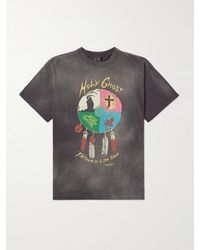 SAINT Mxxxxxx - LASTMAN T-shirt in jersey di cotone effetto consumato con stampa Holy Ghost Earth - Lyst