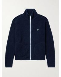 Drake's - Logo-Embroidered Wool-Blend Fleece Jacket - Lyst