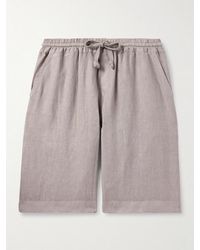 Fedeli - Vico Straight-Leg Linen Drawstring Shorts - Lyst