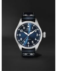 IWC Schaffhausen - Big Pilot's Automatic 43mm Stainless Steel And Leather Watch - Lyst