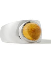 Pearls Before Swine Silver And Gold Citrine Ring - Metallic