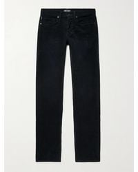 Tom Ford - Midnight-blue Slim-fit Stretch-cotton Corduroy Trousers - Lyst