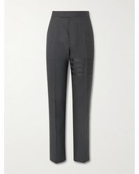 Thom Browne - Schmal und gerade geschnittene Hose aus Wolle mit Falten - Lyst