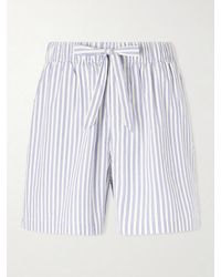 Tekla - Straight-leg Striped Organic Cotton-poplin Shorts - Lyst