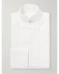 Saint Laurent - Grandad-collar Bib-front Cotton-poplin Tuxedo Shirt - Lyst