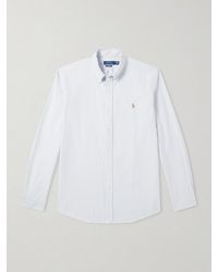 Polo Ralph Lauren - Button-down Collar Logo-embroidered Striped Cotton Oxford Shirt - Lyst