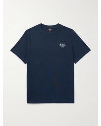 A.P.C. - Logo-embroidered Cotton-jersey T-shirt - Lyst