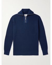 S.N.S. Herning - Fender Ribbed Merino Wool Half-zip Sweater - Lyst