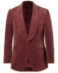 Kingsman - Slim-fit Shawl-collar Cotton And Linen-blend Velvet Tuxedo Jacket - Lyst
