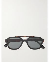 Fendi - Aviator-style Logo-print Tortoiseshell Acetate Sunglasses - Lyst
