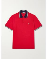 Versace - Logo-Embroidered Cotton-Piqué Polo Shirt - Lyst