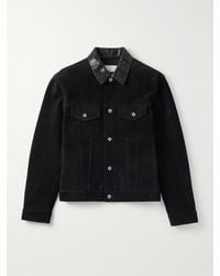 Jil Sander - Leather-Trimmed Suede Trucker Jacket - Lyst