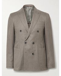 Canali - Kei Slim-Fit Double-Breasted Wool-Flannel Suit Jacket - Lyst