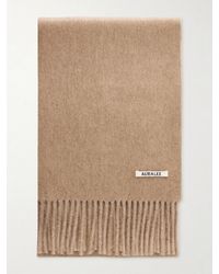 AURALEE - Logo-Appliquéd Fringed Cashmere Scarf - Lyst