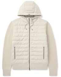Herno - Quilted Microfibre And Ribbed Wool Down Hooded Jacket - Lyst