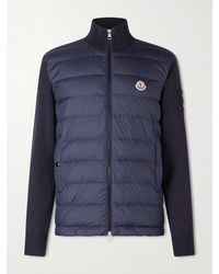 Moncler - Panelled Cotton And Quilted Shell Down Zip-Up Cardigan - Lyst