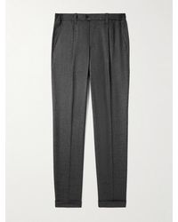 Thom Sweeney - Straight-leg Pleated Wool-blend Flannel Trousers - Lyst