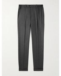 Thom Sweeney - Straight-leg Pleated Wool-blend Flannel Trousers - Lyst