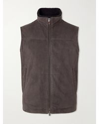 Canali - Padded Shearling-Trimmed Suede Gilet - Lyst
