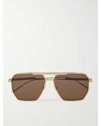 Bottega Veneta - Aviator-Style-Tone Sunglasses - Lyst