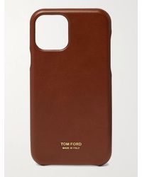 Tom Ford Logo-detailed Leather Iphone 11 Pro Phone Case - Brown