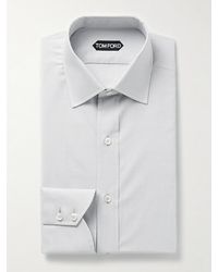 Tom Ford - Slim-Fit Cutaway-Collar Prince Of Wales Checked Cotton-Poplin Shirt - Lyst
