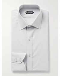 Tom Ford - Slim-fit Cutaway-collar Prince Of Wales Checked Cotton-poplin Shirt - Lyst