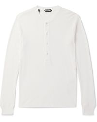 Tom Ford - Slim-Fit Ribbed Cotton And Modal-Blend Jersey Henley T-Shirt - Lyst