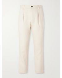 MR P. - Tapered Pleated Cotton And Cashmere-Blend Trousers - Lyst