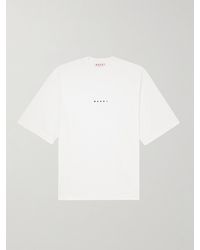 Marni - T-shirt in jersey di cotone con logo - Lyst