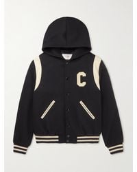 Celine - Appliquéd Wool And Cashmere-Blend Hooded Varsity Jacket - Lyst