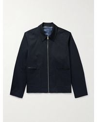 Paul Smith - Leather-Trimmed Cotton-Blend Twill Harrington Jacket - Lyst