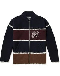 Palm Angels - Crochet-trimmed Logo-embroidered Wool-blend Track Jacket - Lyst