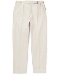 Incotex - Straight-leg Belted Cotton And Linen-blend Trousers - Lyst