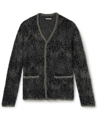 Neighborhood Leopard-jacquard Knitted Cardigan - Black
